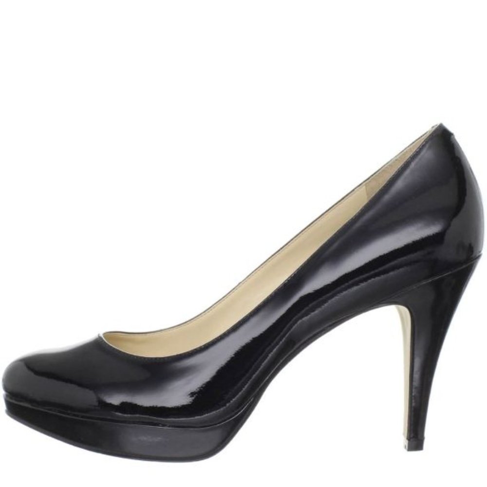 Enzo Angiolini Dixy Platform Pumps Black Patent Leather Heels Women's Size 8